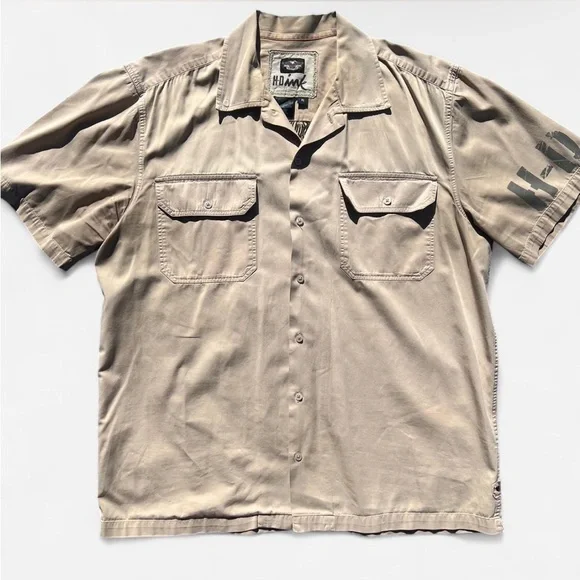 Vintage Harley Davidson Short Sleeve Button Up Shirt Eagle and Snake - Picture 2 of 9